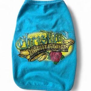 Christian Audigier x Chromebones Y2K Designer Dog Shirt - Medium - Blue Tattoo